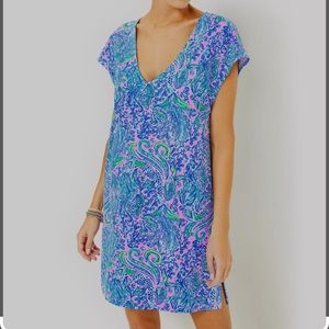 🆕 Lilly Pulitzer Women's Talli V-Neck Coverup in Lilac Rose We Mermaid It XL